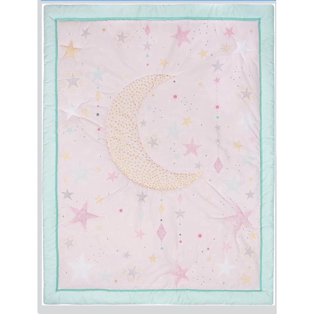 Just Born Pale Pink Crescent Moon & Unicorns Baby Bedding Set Love & Sugar